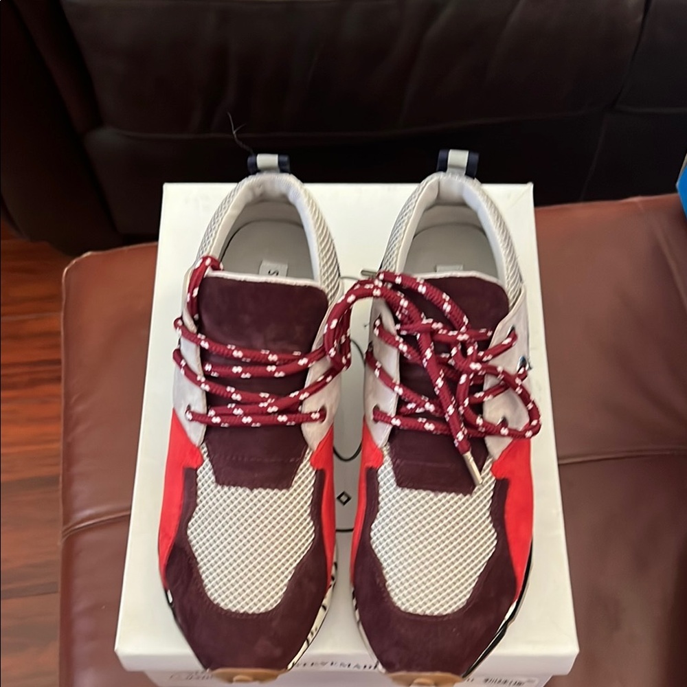 Steven Madden burgundy, blue, Red, black and White,